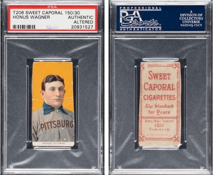 [서울=뉴시스] 26일(현지시간) 로버트 에드워드 옥션을 통해 152만8066달러(약 19억3000만원)에 낙찰된 와그너의 T206 야구 카드. 이 카드는 세 면이 잘리고 군데군데 주름 자국이 나 있는 등 보존 상태가 좋지 않지만 높은 가격에 낙찰됐다. (출처 : 로버트 에드워드 옥션 홈페이지 갈무리) 2022.04.27. *재판매 및 DB 금지
