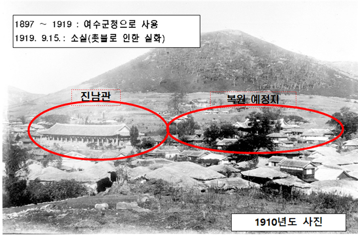 전라좌수영및3도수군통제영, 1910년 지도. 국가문화재지정추진위 제공 *재판매 및 DB 금지