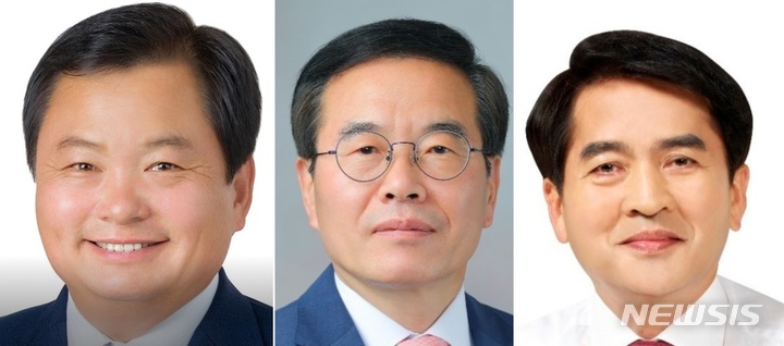 왼쪽부터 김응선, 이태영, 최재형 보은군수 선거 후보 