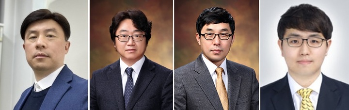 [서울=뉴시스]연구팀 사진. (왼쪽부터)김주헌, 이성혁, 최해진, 문장혁 교수. 사진 중앙대 *재판매 및 DB 금지
