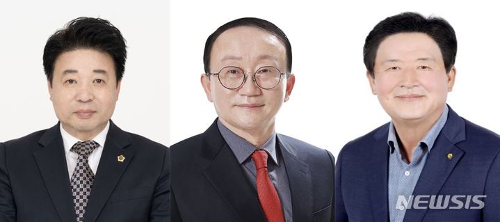 왼쪽부터 더불어민주당 유상호 후보, 국민의힘 김덕현 후보, 무소속 김광철 후보.