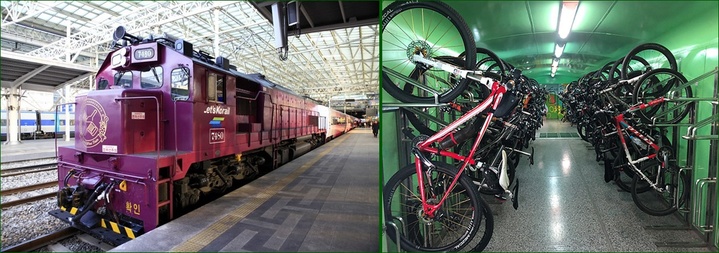 [대전=뉴시스] 국악와인열차(왼쪽) 외부와 에코레일열차 내부. *재판매 및 DB 금지