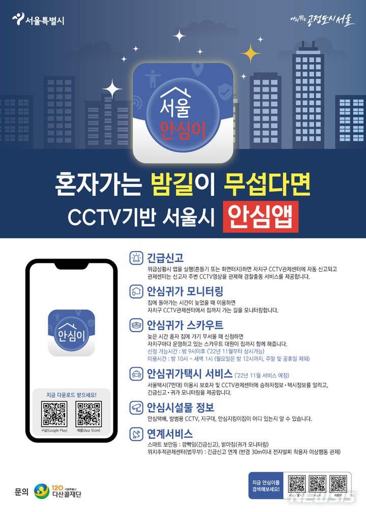 [서울=뉴시스]서울시는 여성 중심으로 서비스를 제공했던 '안심이앱'을 성별, 연령 구분 없이 누구나 이용할 수 있도록 5월부터 확대 운영한다. 2022.05.11. (사진 = 서울시 제공) photo@newsis.com