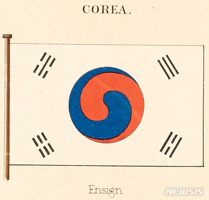 [서울=뉴시스] '해양국가의 깃발'(1882년7월) 수록 태극기. (사진=대한민국역사박물관 제공) 2022.05.11. photo@newsis.com *재판매 및 DB 금지