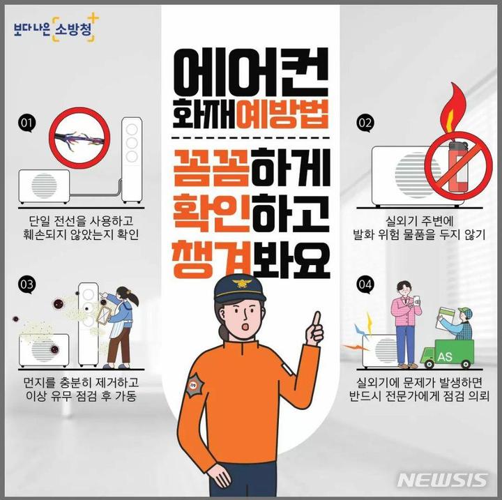 [서울=뉴시스]에어컨 사용 안전 가이드(자료=소방청 제공)