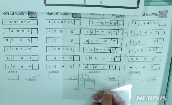 [수원=뉴시스] 김종택기자 = 16일 오후 경기도 수원시의 한 출력인쇄업체 관계자가 제8회 전국동시지방선거 비례대표 경기도의회의원 투표용지를 검수하고 있다. 2022.05.16. jtk@newsis.com