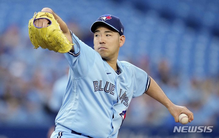 [토론토=AP/뉴시스] 토론토 블루제이스의 일본인 투수 기쿠치 유세이.