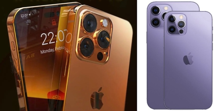 아이폰14에 적용될 것으로 전망되는 '망고오렌지'(왼쪽) 컬러와 '퍼플' 컬러. (사진=콘스탄틴 밀레닌 트위터·맥루머스) *재판매 및 DB 금지