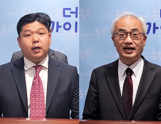 무소속 강준성 최영일(왼쪽부터) 충주시장 후보