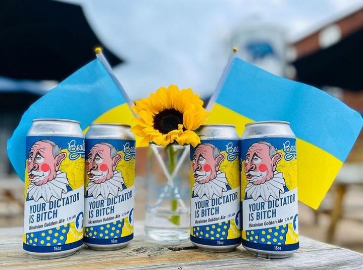 [서울=뉴시스] 지난 28일 (현지시간) 미국 베드퍼드 '빌스'(Beale's) 맥주 회사는 우크라이나를 침공한 블라디미르 푸틴 러시아 대통령을 조롱하는 "당신의 독재자는 개XX" (Your Dictator is B----) 맥주를 출시했다. (사진=빌스 맥주 인스타그램 갈무리) 2022.05.31. *재판매 및 DB 금지