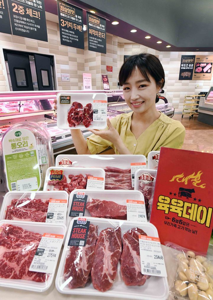 모델이 3일 서울 강서구 등촌동 홈플러스 강서점에서 육육데이 기획전 상품을 선보이고 있다. (사진=홈플러스 제공) *재판매 및 DB 금지