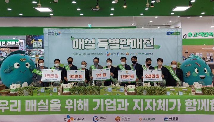 농협유통 양재점서 2일 매실 판매 촉진 상생 마케팅 행사가 진행되고 있다. 순천농협 제공 *재판매 및 DB 금지