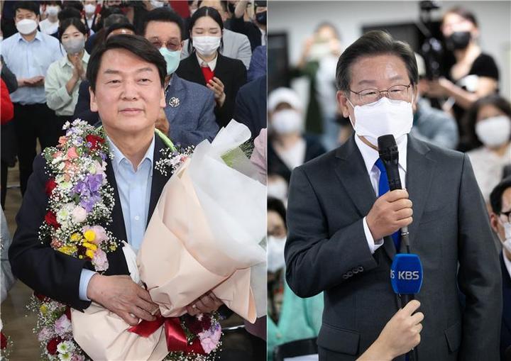 [서울=뉴시스] 지난 1일 국회의원 보궐선거에 당선된 경기 성남 분당갑 안철수 국민의힘 의원(왼쪽), 인천 계양을 이재명 의원. (사진=뉴시스 DB). *재판매 및 DB 금지