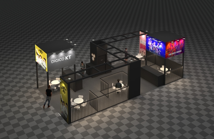 [서울=뉴시스] KT가 6월 8일부터 10일까지 부산 벡스코에서 열리는 ‘부산콘텐츠마켓2022’를 공식 후원하고, 그룹 내 미디어 계열사들을 모아 콘텐츠 마켓 행사에 참여한다. 부산콘텐츠마켓2022에 참가한 KT그룹사 홍보 부스. (사진=KT 제공) 2022.6.7 *재판매 및 DB 금지