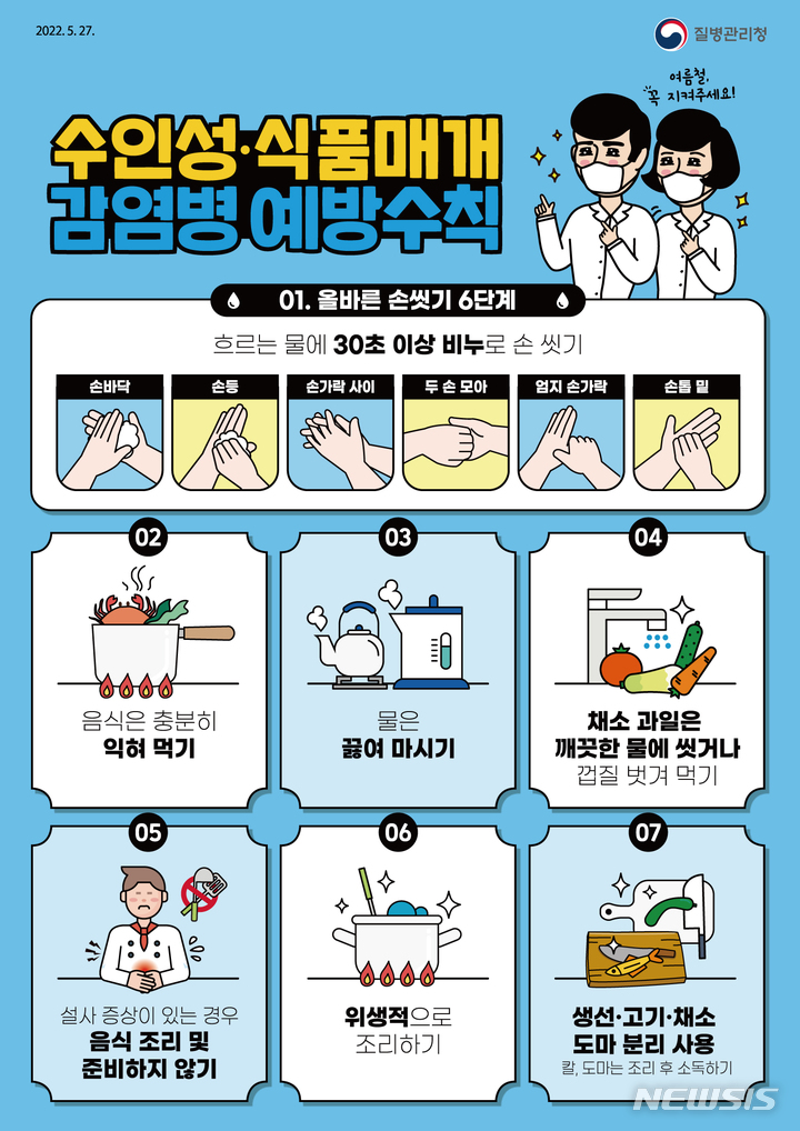 수인성·식품 매개 감염병 예방수칙 안내문.