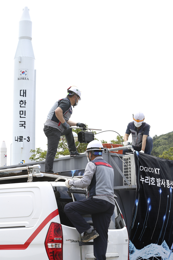 [서울=뉴시스] KT가 ‘누리호(KSLV-II)’의 2차 발사 성공을 지원하기 위해 나로우주센터에 안정적인 통신회선과 방송회선을 제공하고 주요 전송시설에 대한 보안을 강화했다. 2022.6.12 *재판매 및 DB 금지