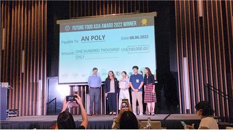 [서울=뉴시스] 에이엔폴리가 '퓨처 푸드 아시아 어워드 2022'에서 대상을 수상했다. (사진=에이엔폴리 제공) 2022.06.13. photo@newsis.com *재판매 및 DB 금지