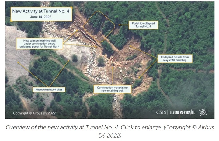[서울=뉴시스]풍계리 4번 갱도 위성사진. 2022.06.16. (사진=분단을 넘어 누리집 갈무리) *재판매 및 DB 금지