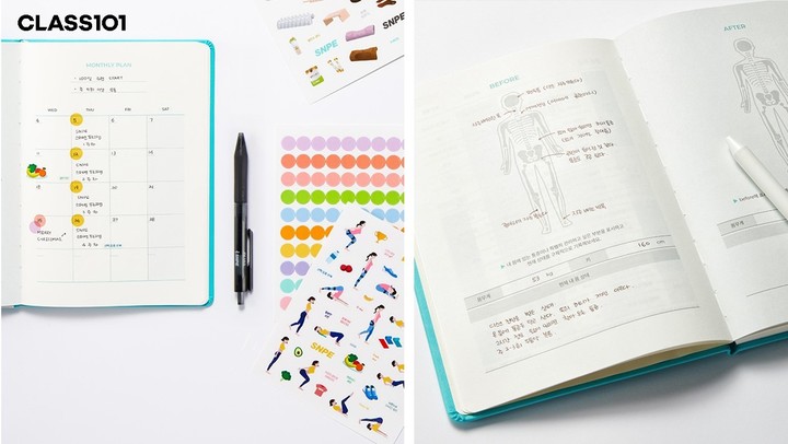 [서울=뉴시스] SNPE 운동 기록 다이어리 이미지. (사진=클래스101 제공) 2022.06.18. photo@newsis.com *재판매 및 DB 금지