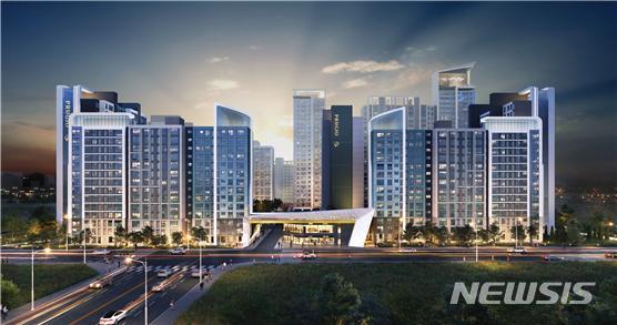 [서울=뉴시스] 대우건설이 평촌초원한양아파트 리모델링사업에 제안한 '푸르지오 르 디아망' 투시도.
