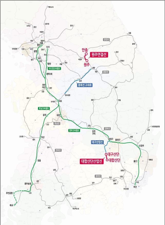 [서울=뉴시스] 홍찬선 기자 = 지도는 국가철도공단이 사전타당성조사 용역을 발주한 원주연결선과 대합산단산업선의 노선안. (노선도=국가철도공단 제공) 2022.06.23.photo@newsis.com&nbsp; *재판매 및 DB 금지