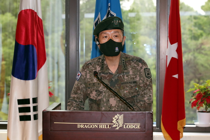 [서울=뉴시스]안병석 부사령관이 취임사를 하고 있다. 2022.06.23. (사진=국방일보 제공)&nbsp; *재판매 및 DB 금지