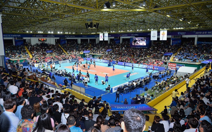 2019 순천MG새마을금고컵 프로배구대회가 순천팔마체육관에서 열리고 있다. 순천시 제공 *재판매 및 DB 금지