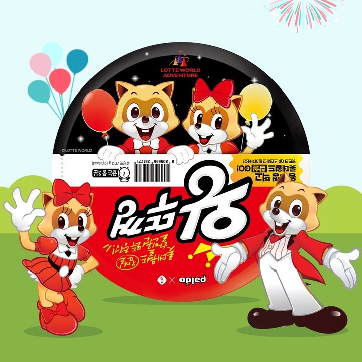 롯데마트, 롯데월드 마스코트 담은 '컵라면·과자' 출시