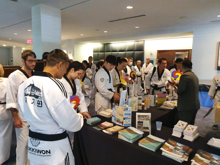 [전주=뉴시스] 미국 워싱턴 하얏튼 리젠시 델레스 호텔과 조지메이슨 대학교 이글뱅크아레나에서 열린 ‘2022 국기원 미국 태권도 엑스포’. (사진= 전라북도청 제공)&nbsp; *재판매 및 DB 금지