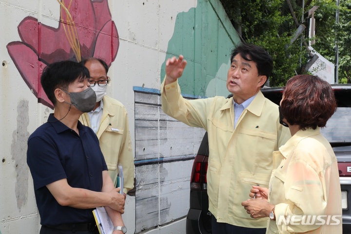 하은호 시장, 집중호우 재해 발생 우려 지역 방문 현장.