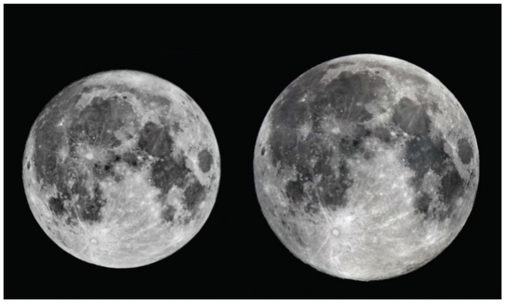 가장 작은 '미니문'과 가장 큰 '슈퍼문' 비교 (사진=한국천문연구원 제공)