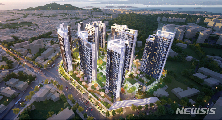 [서울=뉴시스] 목포 용해2단지 재건축정비사업 조감도. (이미지=중흥건설그룹 제공)