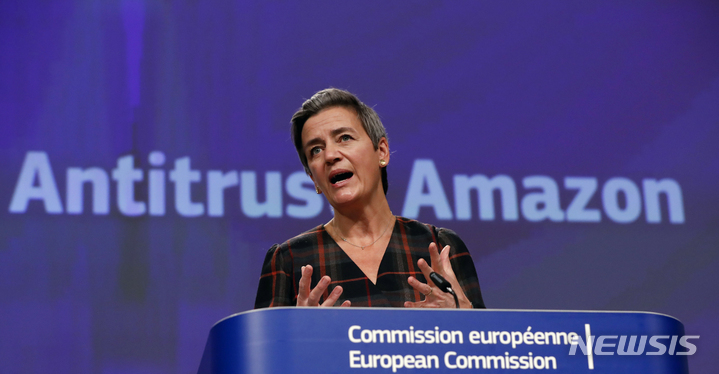 [AP/뉴시스] EU의 반독점 전사인 마르그레테 베스타게르 부 집행위원장 겸 경쟁분과위원장 2020년 자료사진 2023. 05. 23. 