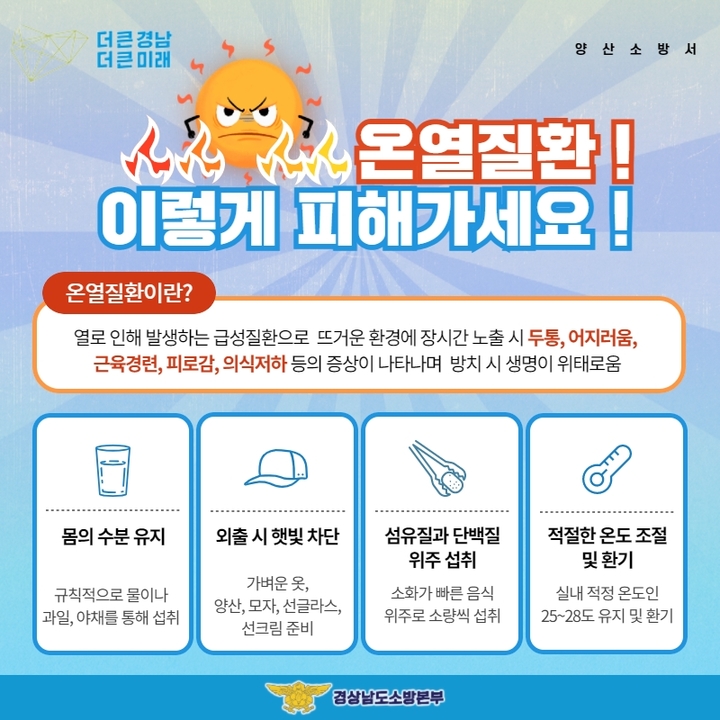 [양산=뉴시스] 양산시 온열질환 예방수칙 포스터. 사진은 기사 내용과 무관함. (사진=뉴시스 DB). photo@newsis.com *재판매 및 DB 금지