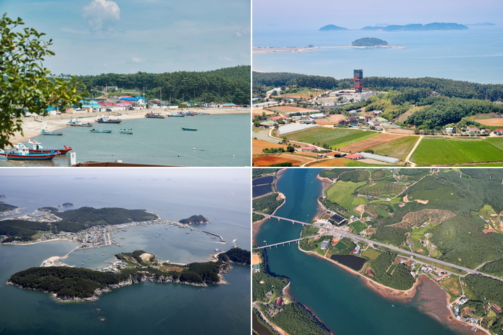 사진 왼쪽 상단부터 시계방향으로 고남면 가경주항(고남리), 남면 원청리, 안면읍 선바위(창기2리), 근흥면 신진도항(신진도리)    *재판매 및 DB 금지