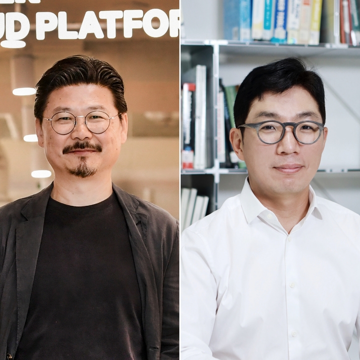  네이버클라우드는 이사회를 열고 김유원 네이버 데이터 총괄을 공동대표 내정자로 선임했다고 29일 밝혔다. 김유원 내정자는 박원기 현 대표와 함께 9월부터 공동대표를 맡을 예정이다. 사진은 박원기 현 대표(왼쪽)과 김유원 공동대표 내정자. (사진=네이버클라우드 제공) *재판매 및 DB 금지