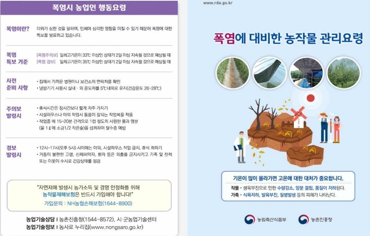 [전주=뉴시스] 김민수 기자= 폭염시 농업인 행동요령 등. (자료= 전라북도청 제공) *재판매 및 DB 금지