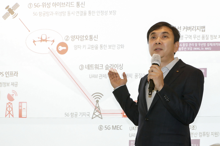 [서울=뉴시스] 김봉기 KT컨버전스연구소장이 KT의 UAM 사업 추진 현황에 대해 발표했다. (사진=KT 제공) 2022.8.4 *재판매 및 DB 금지