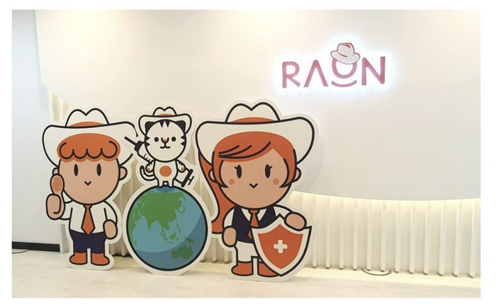 정보보안 업계에 따르면 한국인터넷진흥원(KISA), 라온시큐어 등에서 정보보안을 상징하는 공식 캐릭터가 속속 출시되고 있다. 사진은 라온시큐어의 공식 캐릭터로 꾸며진 라온시큐어 본사 로비의 모습. (사진=라온시큐어 제공) *재판매 및 DB 금지