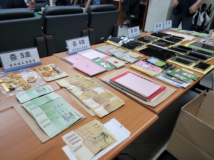 [전주=뉴시스]A씨 일당 작업장에서 압수한 증거물 *재판매 및 DB 금지