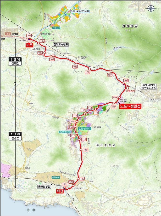 도시철도'노포~정관선'노선도(사진=부산시 제공) *재판매 및 DB 금지