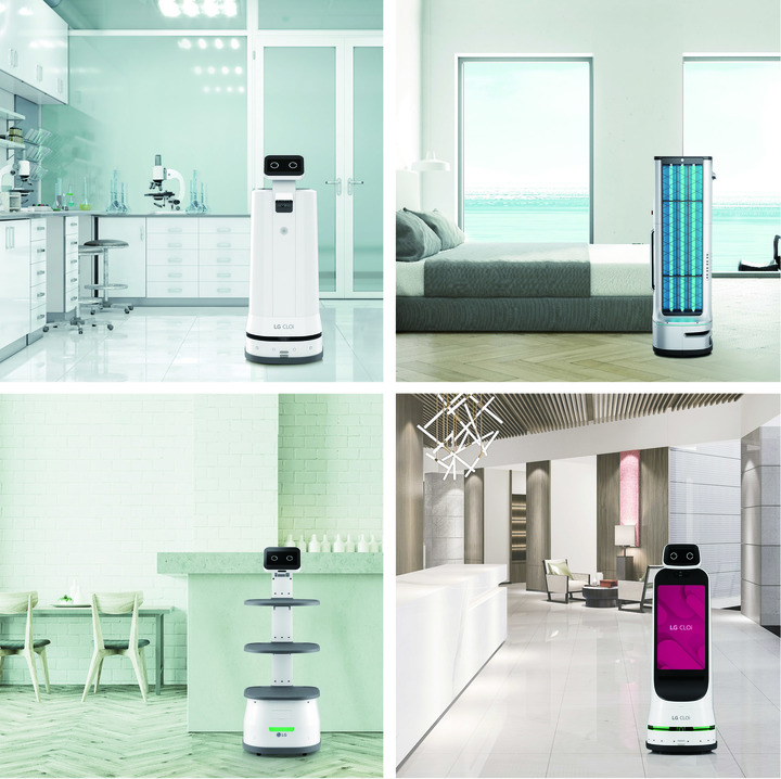 [서울=뉴시스] LG 클로이 서브봇(서랍형), LG 클로이 UV-C봇, LG 클로이 가이드봇, LG 클로이 서브봇(선반형). (사진=LG전자 제공) 2022.08.17. photo@newsis.com *재판매 및 DB 금지