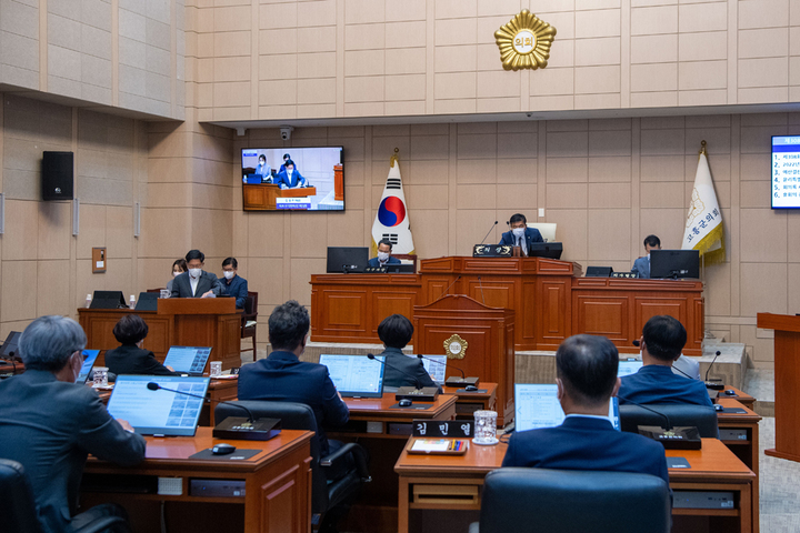 제308회 임시회가 열리고 있는 고흥군의회 본회의장. *재판매 및 DB 금지