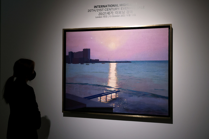 [서울=뉴시스] 박진희 기자 = 세계적인 미술품 경매사 크리스티(Christie's)가 런던에서 경매하는 데이비드 호크니의 작품 '이른 아침, 생트 막심'. 2022.09.02. pak7130@newsis.com