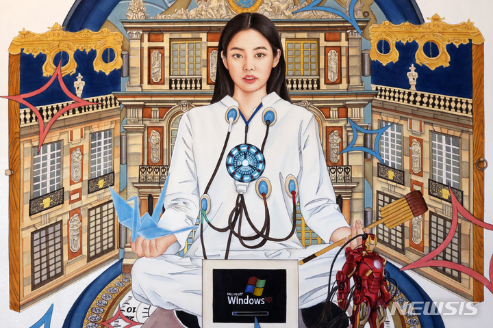 [서울=뉴시스] 박진희 기자 = 서울 성수동 대림창고 갤러리에서 열린 이인승, 안서진의 2인전 ‘슈퍼올드쇼’에 선보인 안서진 작가의 작품 블랙핑크 제니. 2022.09.11. pak7130@newsis.com