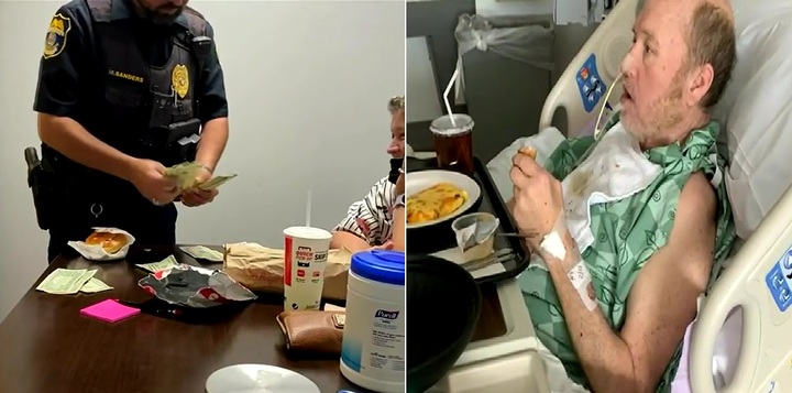 [서울=뉴시스] 미국의 한 여성이 KFC로부터 돈다발이 든 봉투를 받았지만 이를 정직하게 경찰에 신고했다. 그녀는 남편(우측)의 암 치료비로 27억 원의 의료비를 지불해야 하는 것으로 알려졌다. (사진출처: WSBTV 영상 캡처) 2022.09.21. *재판매 및 DB 금지