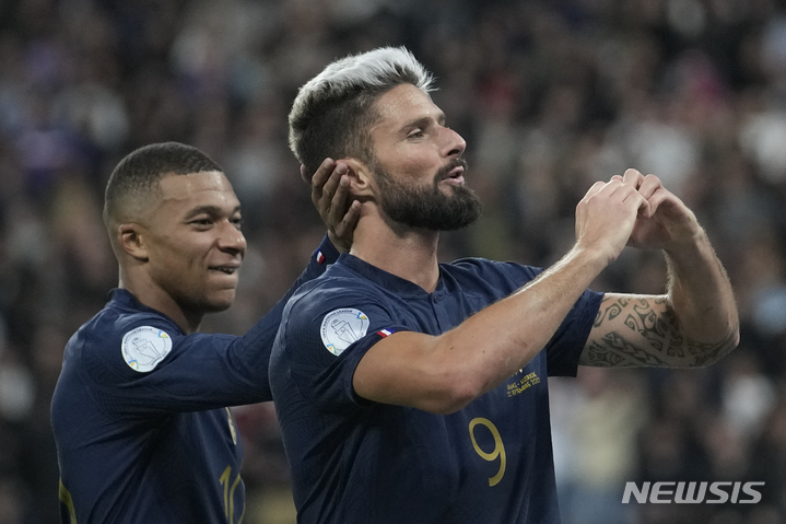 [생드니(프랑스)=AP/뉴시스]프랑스 축구 국가대표 지루