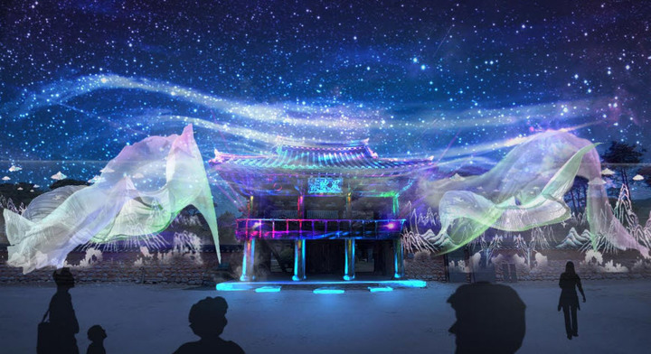 [함양=뉴시스]함양 풍영루 미디어파사드. *재판매 및 DB 금지