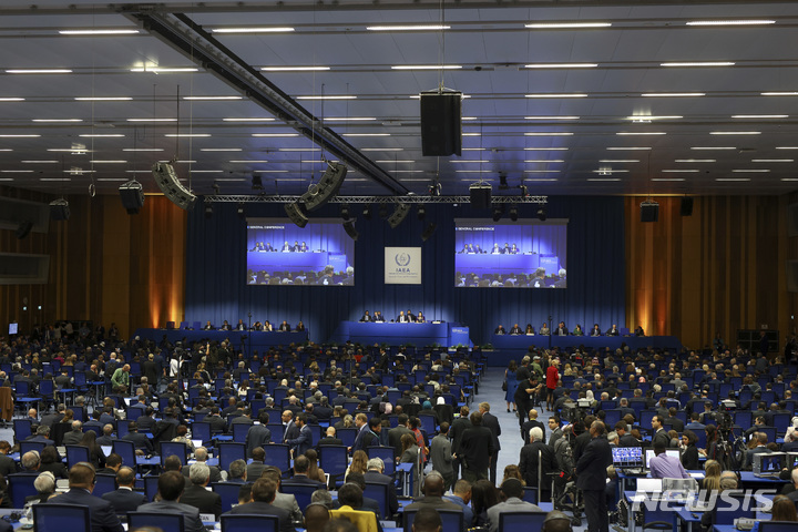 [빈=AP/뉴시스]26일(현지시간) 개막한 국제원자력기구(IAEA) 제66차 총회 모습. 2022.9.26.