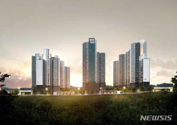 [서울=뉴시스] 광양 푸르지오 센터파크 야경투시도. (이미지=대우건설 제공)